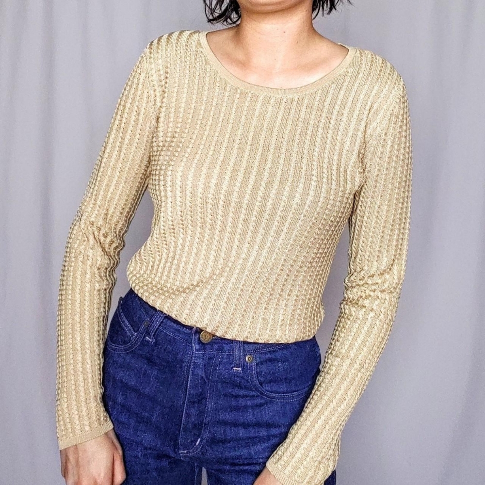 100% silk cable knit top